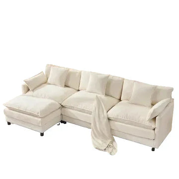 108" L-Shaped Modular Sectional Sofa with Ottoman – Modern Cloud Couch for Living Room & Apartment - product image 1