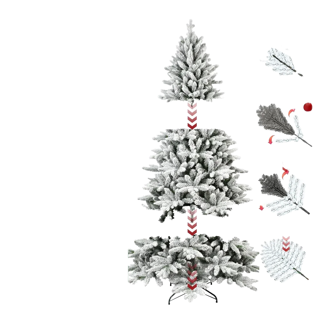 Flocked Artificial Christmas Tree, Hinged – 5ft / 6ft / 7ft