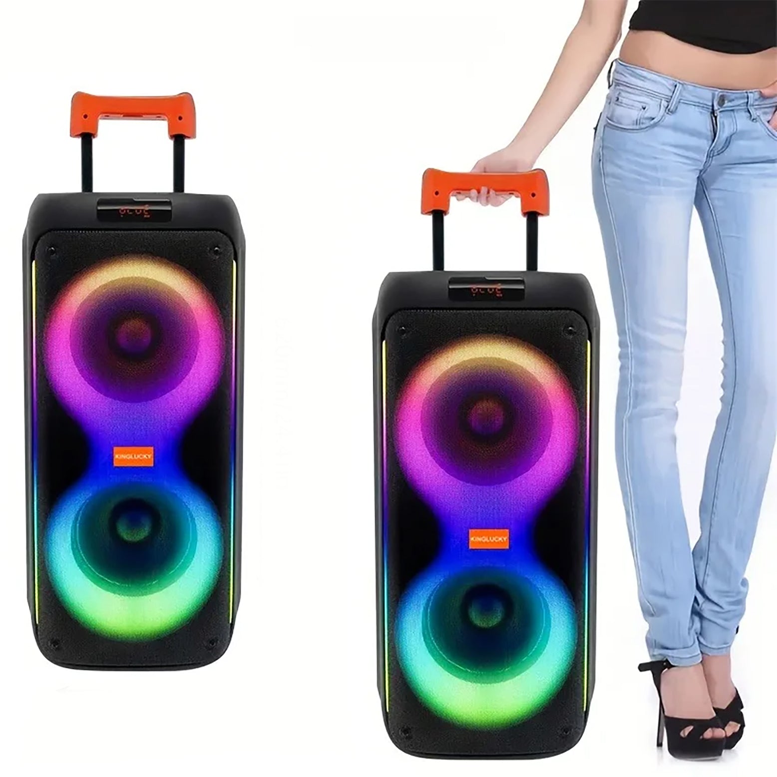 Kinglucky M17 80W High Quality Portable BT Party Speaker with RGB LED Lighting for Home Theatre Use