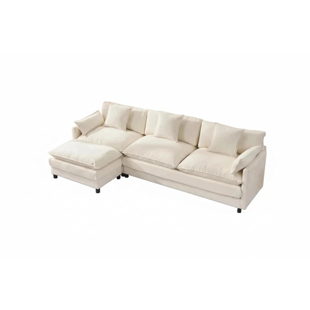 Beige sectional sofa on a white background
