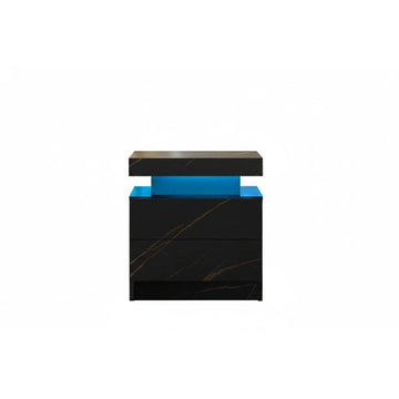 Black and blue rectangular object on a white background