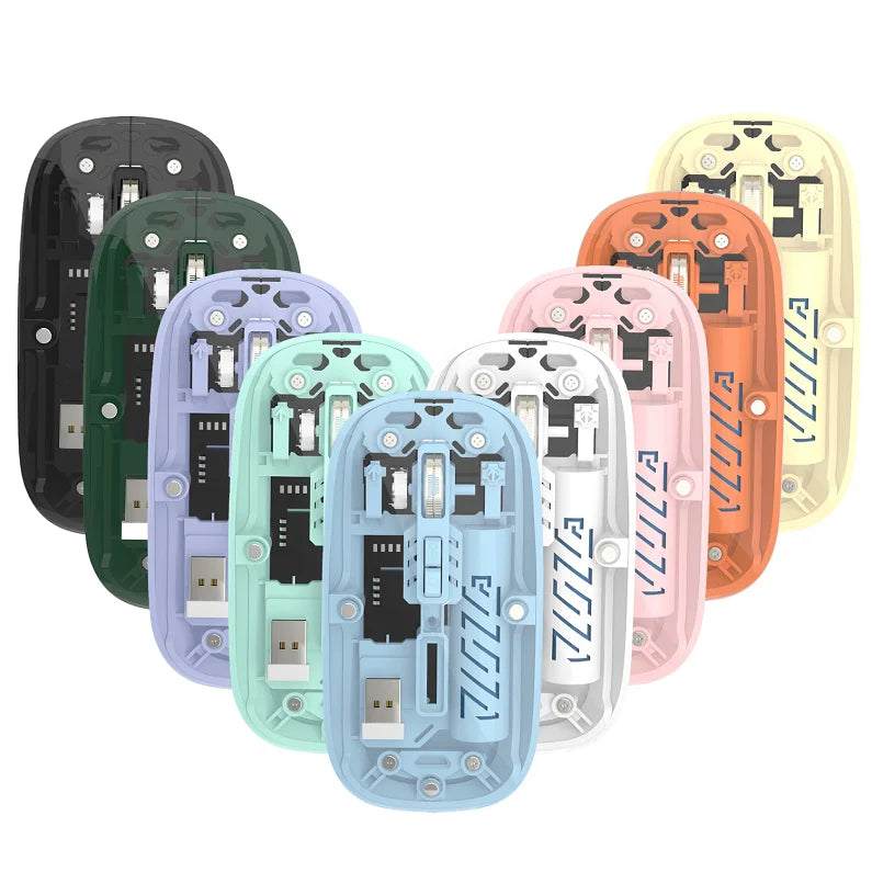 Mini Transparent 2.4GHz Bluetooth Wireless Mouse RGB Backlit High DPI 1600USB Type-c Rechargeable Wireless Mouse