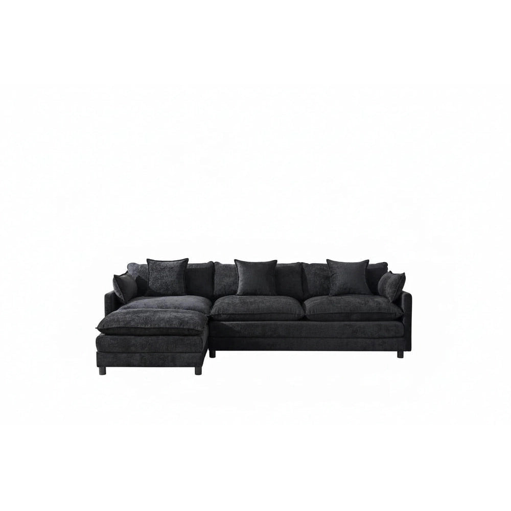 Gray sectional sofa on a white background