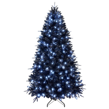 Black Christmas Tree with Pre-Installed Lights – Artificial Holiday Decor