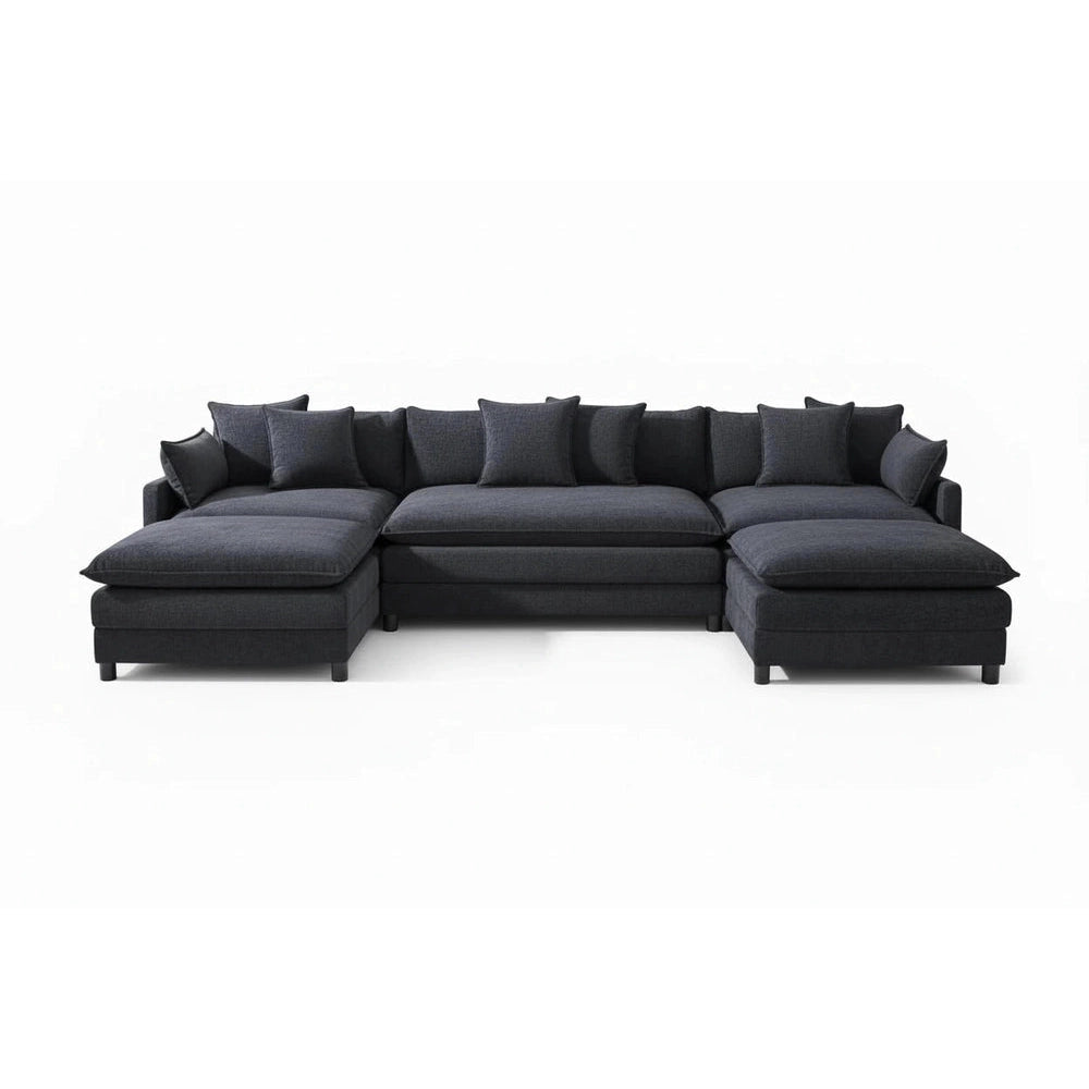 Gray sectional sofa on a white background