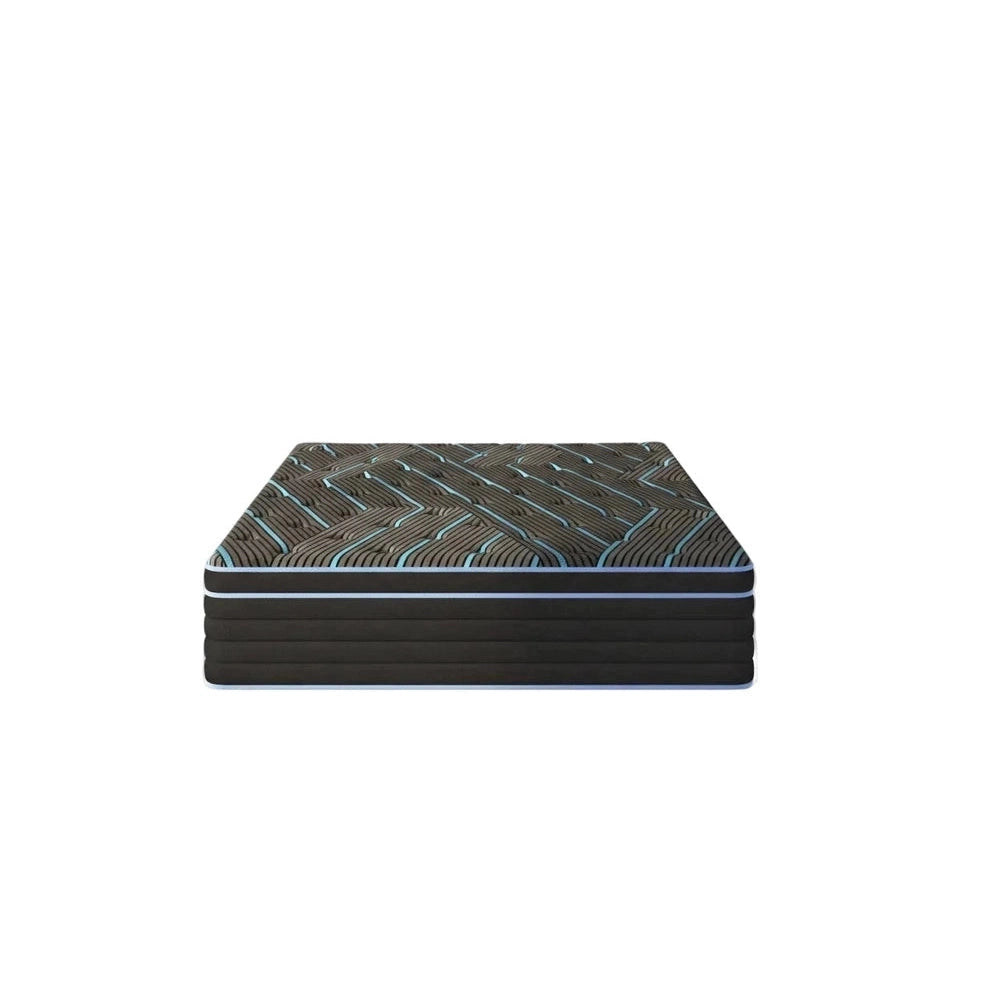 Mattress with a patterned cover on a white background