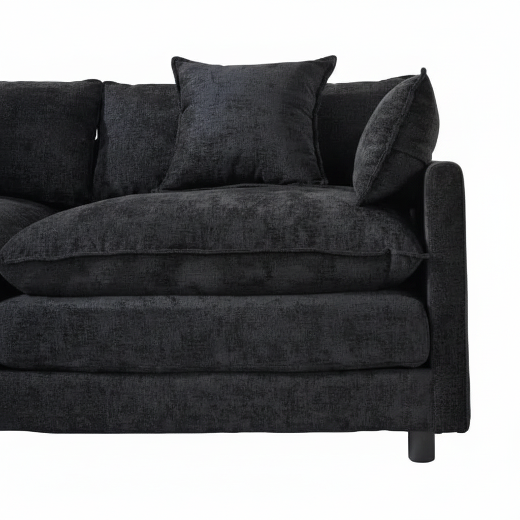 Black Sectional Sofa – Upscaled Detail Shot