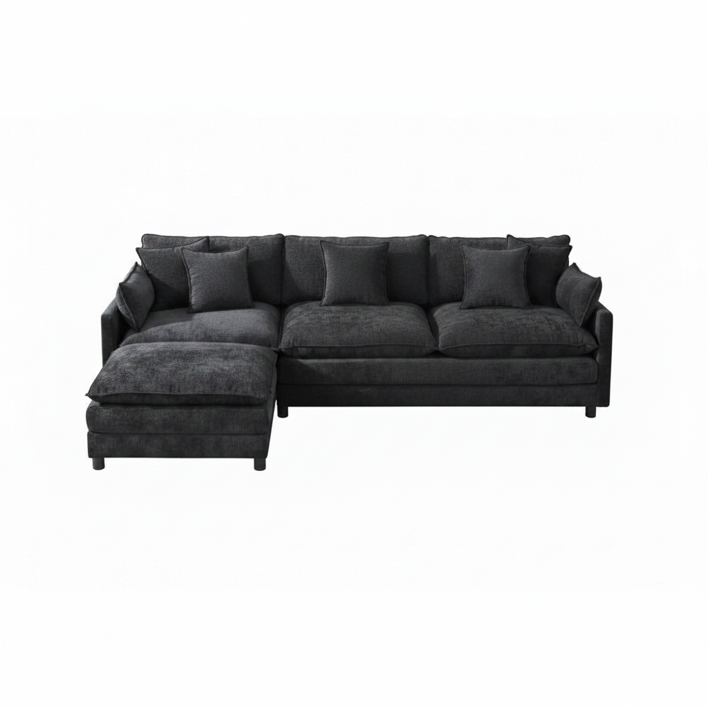 108" L-Shaped Modular Sectional Sofa with Ottoman – Deep-Seat Modern Couch for Living Room & Apartment