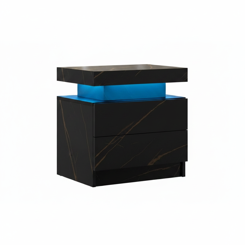Black and blue rectangular object on a white background