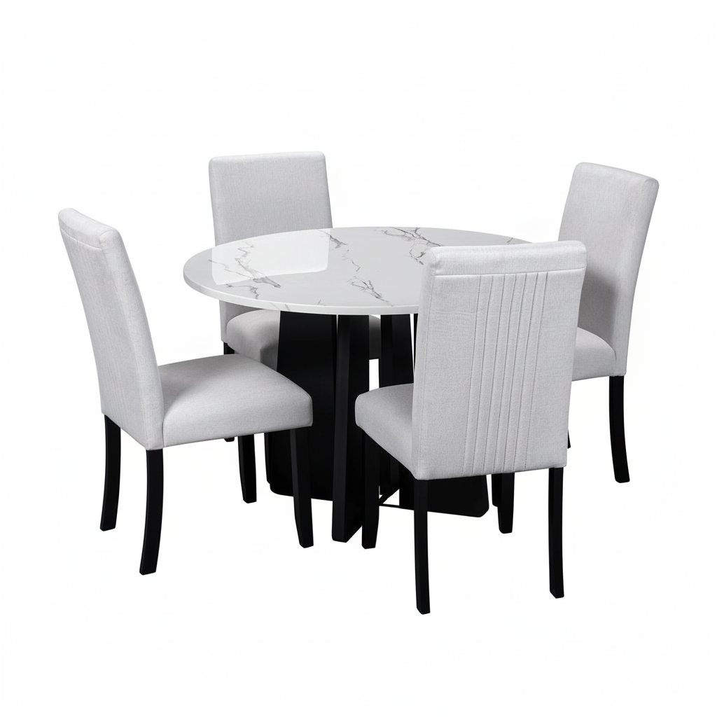 5-Piece 43-Inch Dining Table Set with 4 Upholstered Chairs – Modern Kitchen & Dining Furniture