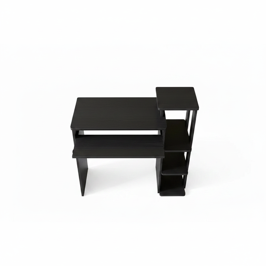 Small Corner Computer Desk with Storage Shelves – Industrial Modern Study Writing Table for Home Office