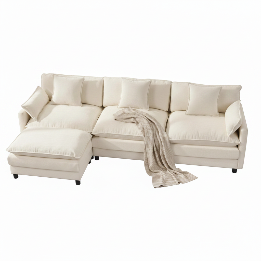 108" L-Shaped Modular Sectional Sofa with Ottoman – Deep-Seat Modern Couch for Living Room & Apartment