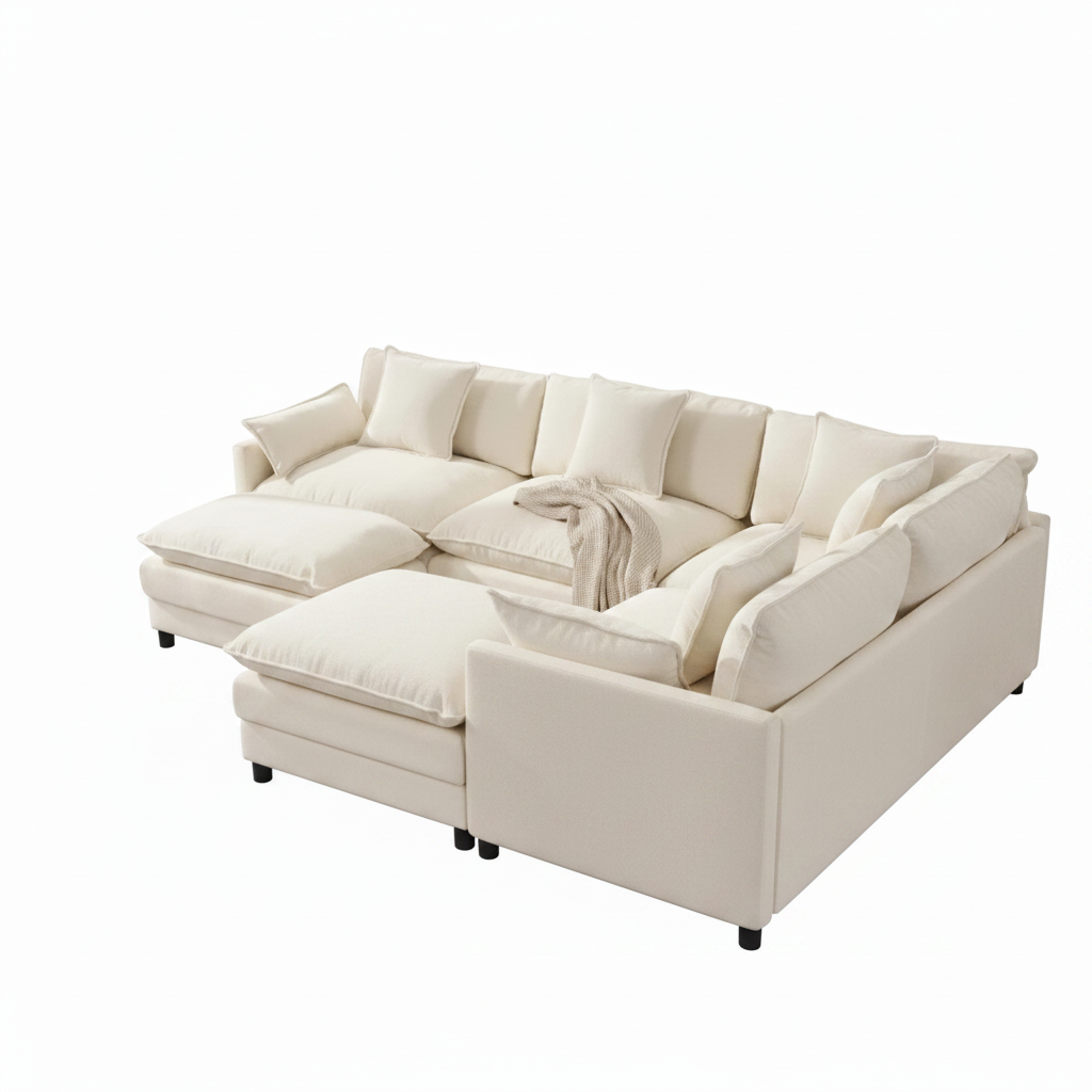 108" L-Shaped Modular Sectional Sofa with Ottoman – Deep-Seat Modern Couch for Living Room & Apartment