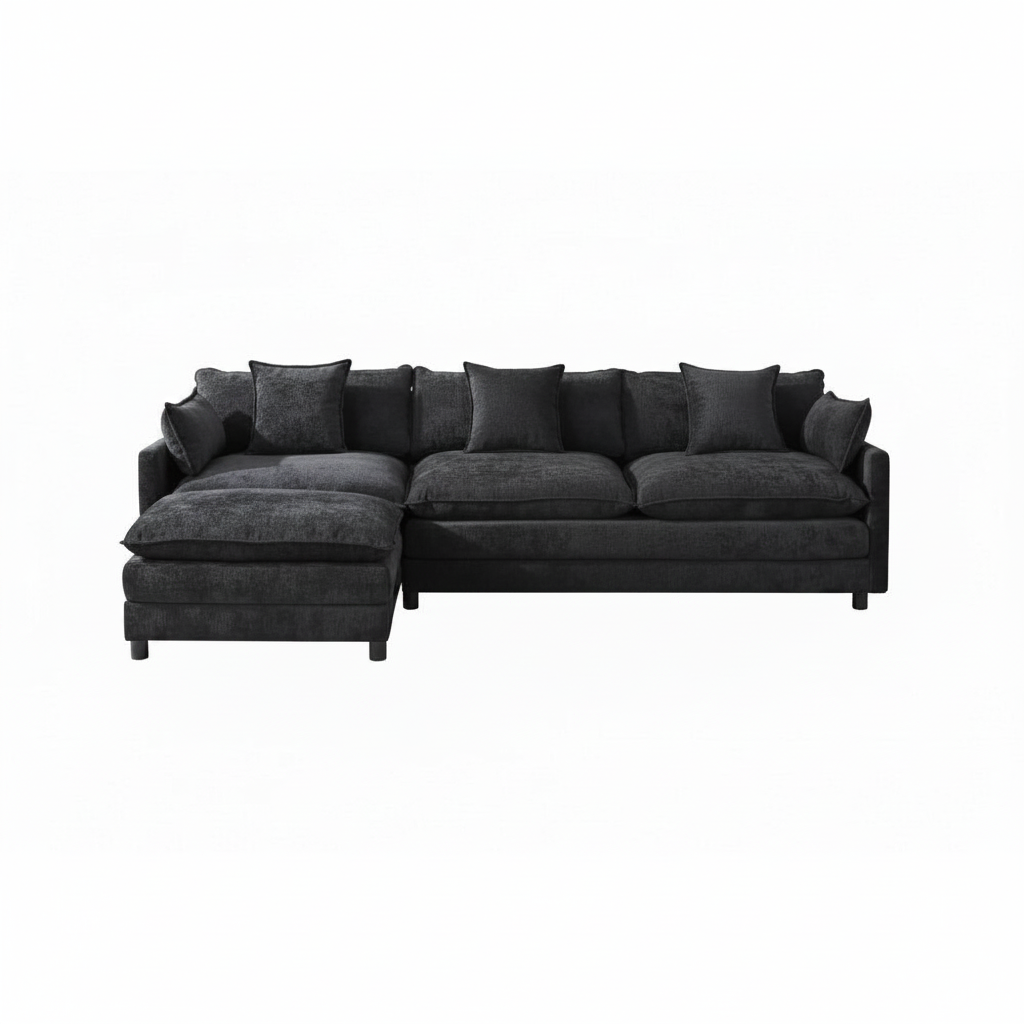 108" L-Shaped Modular Sectional Sofa with Ottoman – Deep-Seat Modern Couch for Living Room & Apartment