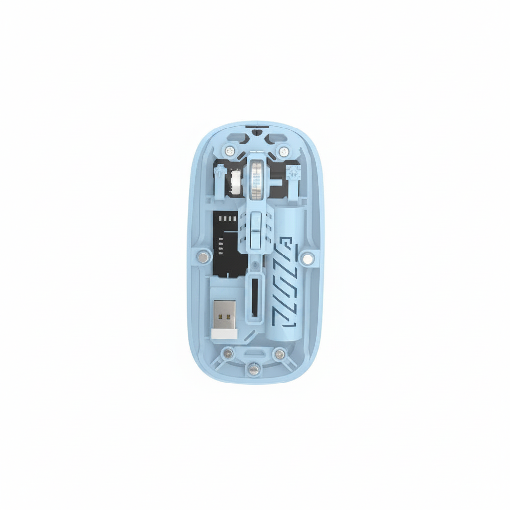 Blue computer mouse on a white background